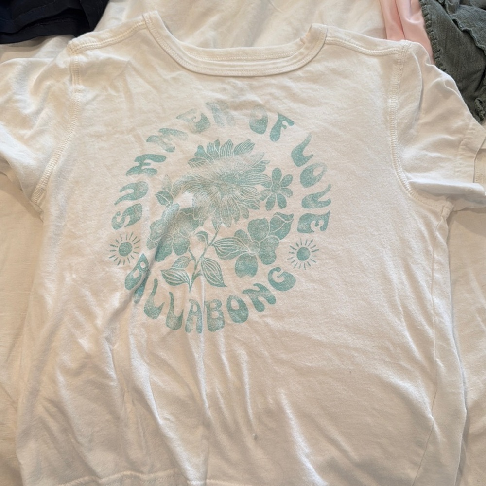 Billabong White Shirt with Blue Graphic